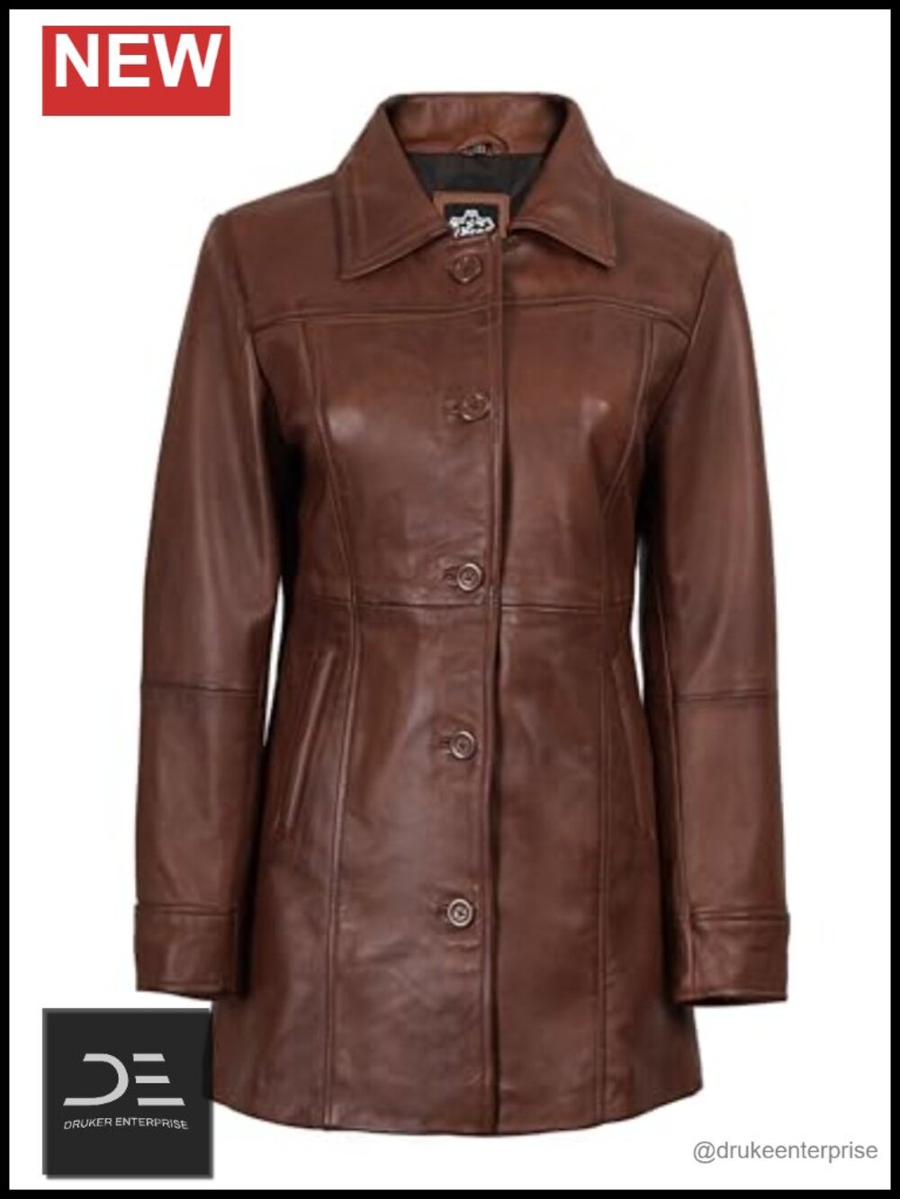 Real Lambskin Leather Jacket Women Button Front Car Coat